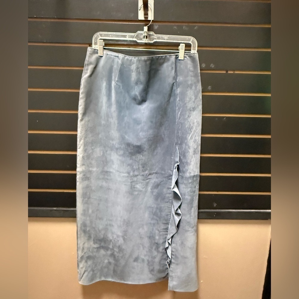 Like a Little Blue Suede Leather Skirt Sz 12